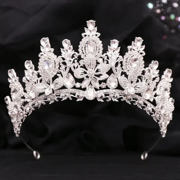 Bridal Crystal Crown Wedding Queen Princess Tiara, Silver Rhinestone, Party Gift - Picture 1 of 2